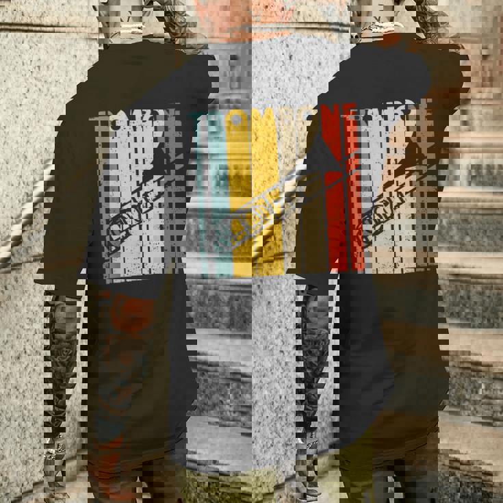 レトロトロンボーン I マーチングバンド I 吹奏楽部 I トロンボーン メンズTシャツ バックプリント 彼への贈り物