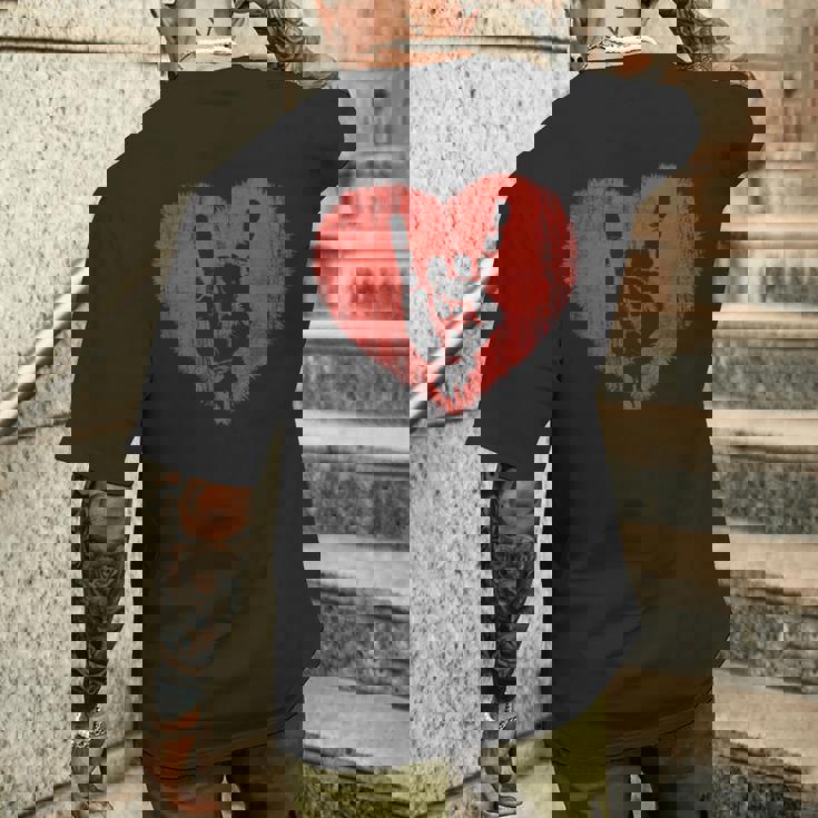 ロックミュージックラバーレッドハートロックンロール メンズTシャツ バックプリント 彼への贈り物