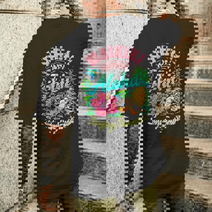 ワイキキ ハワイ アロハ サーフィン パラダイス ハイビスカス パイナップル メンズTシャツ バックプリント 彼への贈り物