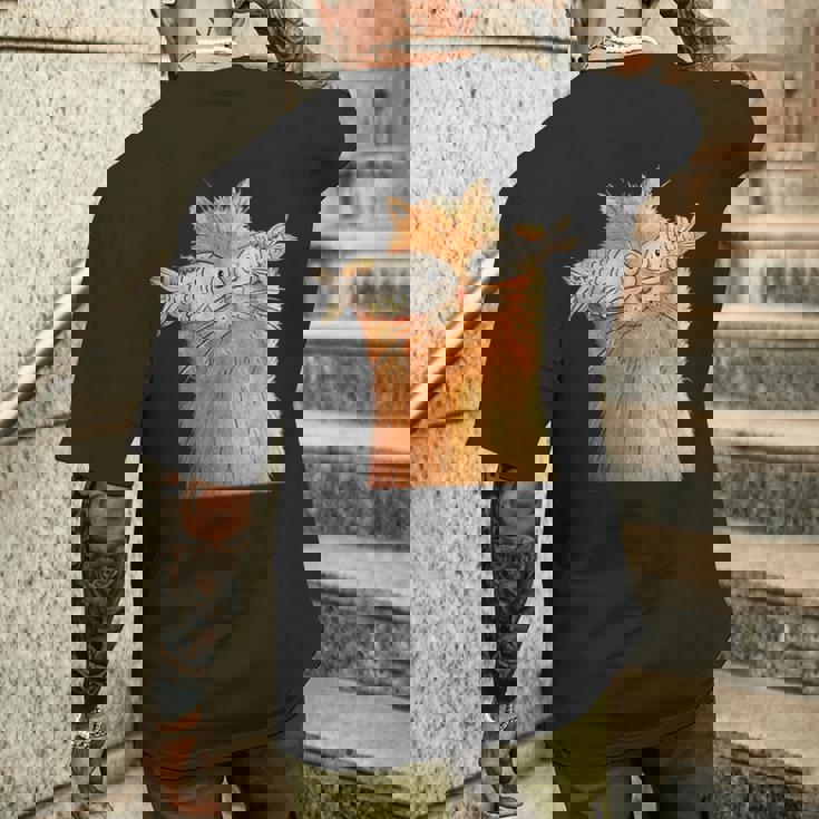 ヴィンテージ かわいい 面白い 猫 2匹の魚が目についた 恋人 気まぐれな メンズTシャツ バックプリント 彼への贈り物