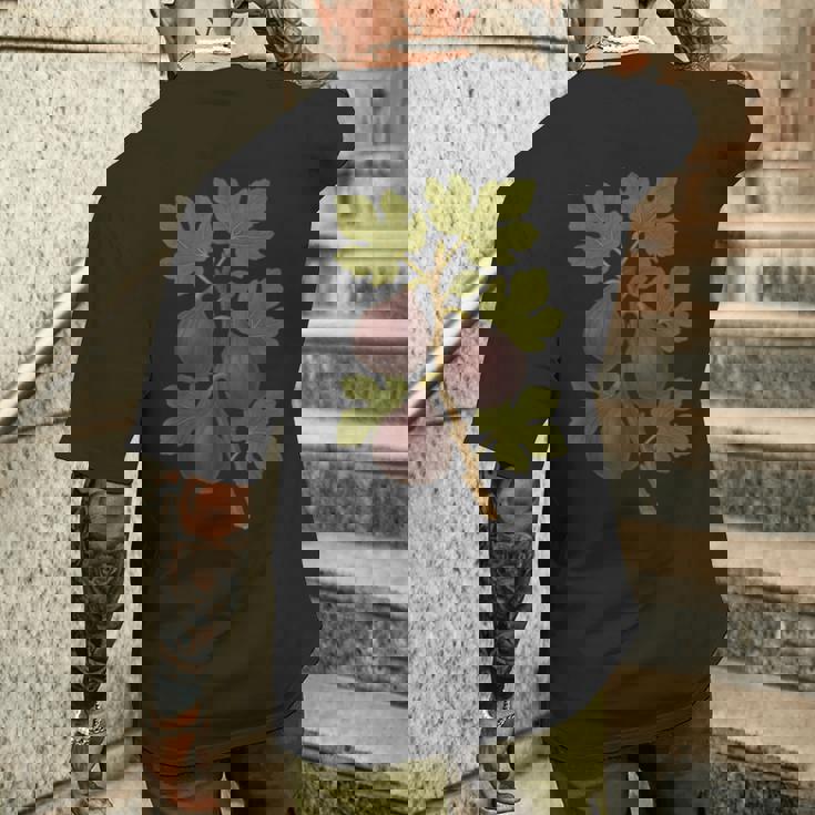 ヴィンテージ ボタニカル イチジク 自然 フルーツ アートプリント メンズTシャツ バックプリント 彼への贈り物