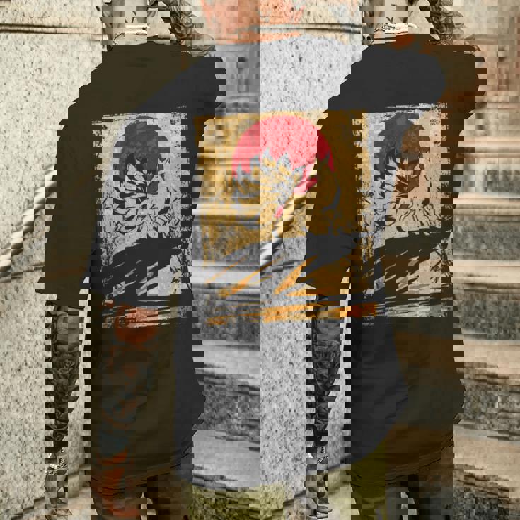 九尾の狐 日本のレトロアート 長袖tシャツ メンズTシャツ バックプリント 彼への贈り物