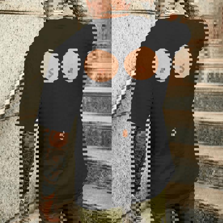 乳首おへそボタン おっぱい 面白いコスチューム メンズTシャツ バックプリント 彼への贈り物