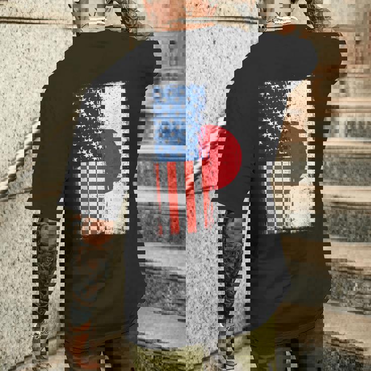 半日半 アメリカ国旗 日米ルーツ メンズTシャツ バックプリント 彼への贈り物