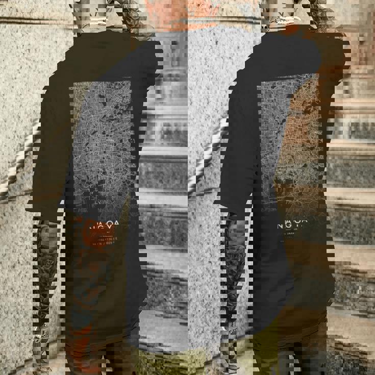 名古屋ジャパン おもしろ街のコーディネイト スカイライン 街地図 メンズTシャツ バックプリント 彼への贈り物