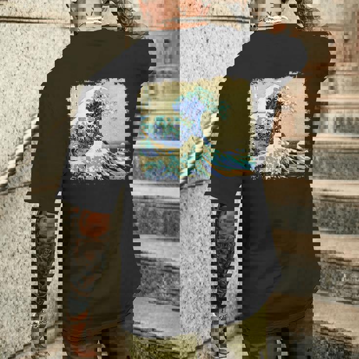 大波 北斎 名画 レトロ メンズTシャツ バックプリント 彼への贈り物