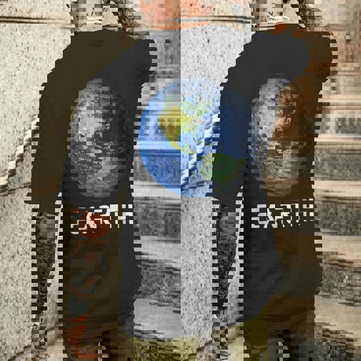 太陽系 第3惑星 地球 宇宙 メンズTシャツ バックプリント 彼への贈り物