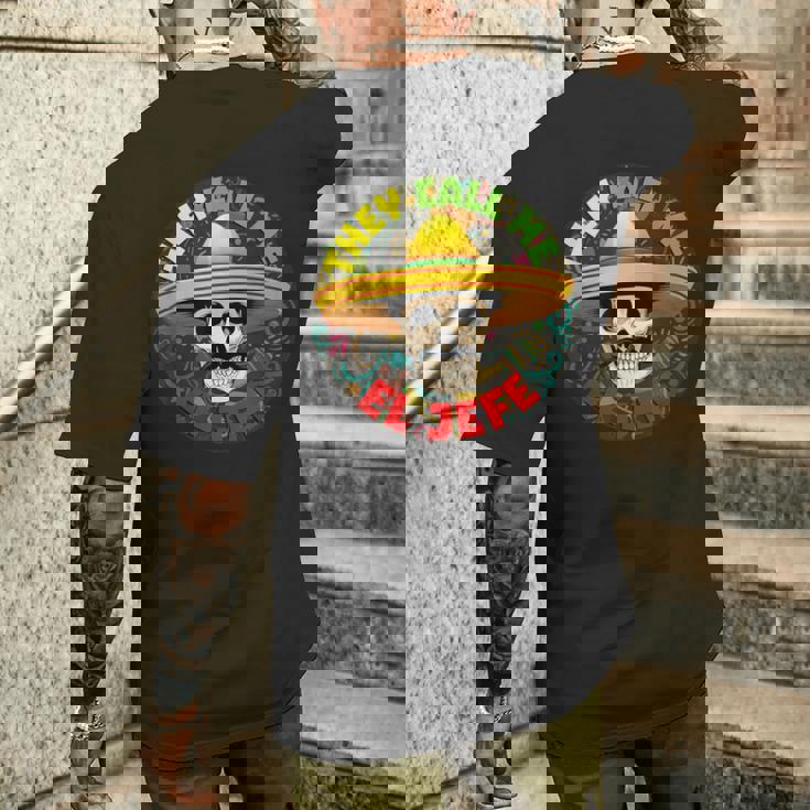 彼らは私をエルジェフェファニースケルトンメキシカンカラベラと呼んでいます メンズTシャツ バックプリント 彼への贈り物
