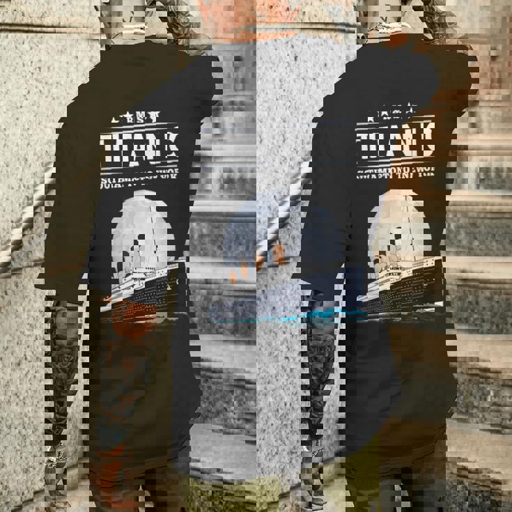 息子のための1912年のヴィンテージタイタニック航海船クルーズギフト メンズTシャツ バックプリント 彼への贈り物