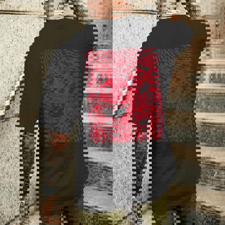 招き猫カワイイラッキーキャット日本のレトロなヴィンテージスタイル メンズTシャツ バックプリント 彼への贈り物