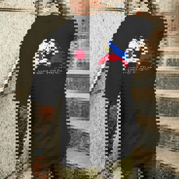 日本とフィリピン フィリピン人 日本人パーフェクトヘリテージ ヘア メンズTシャツ バックプリント 彼への贈り物