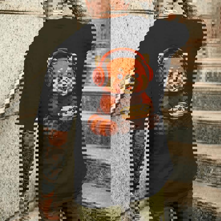 日本のレッサーパンダ ゲーマー アニメ レトロ ビデオゲーム ヴィンテージ メンズTシャツ バックプリント 彼への贈り物