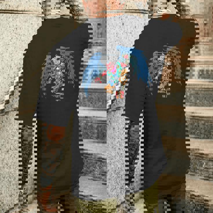 日本妖怪フィギュア天狗 メンズTシャツ バックプリント 彼への贈り物