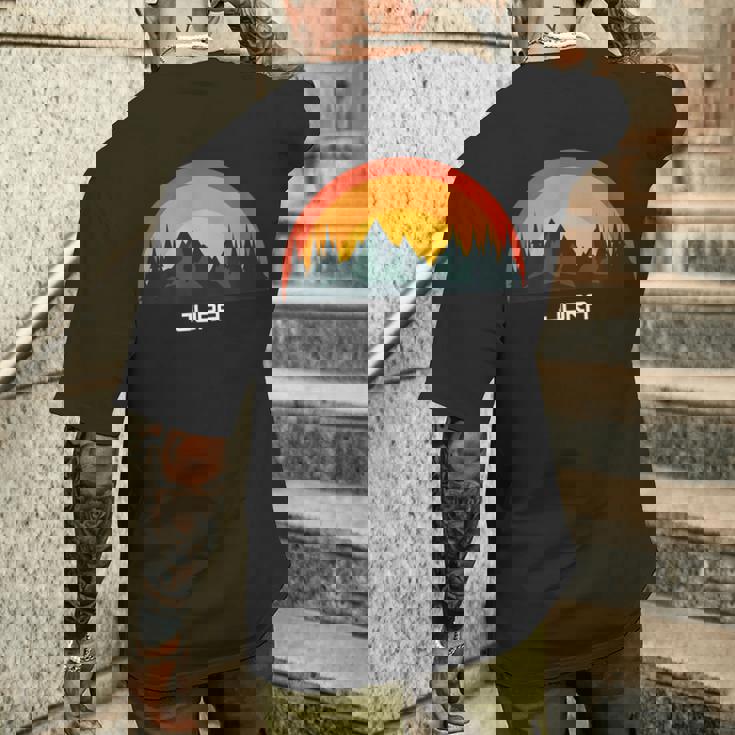 日没のジュラ山脈とハイマートカントン メンズTシャツ バックプリント 彼への贈り物