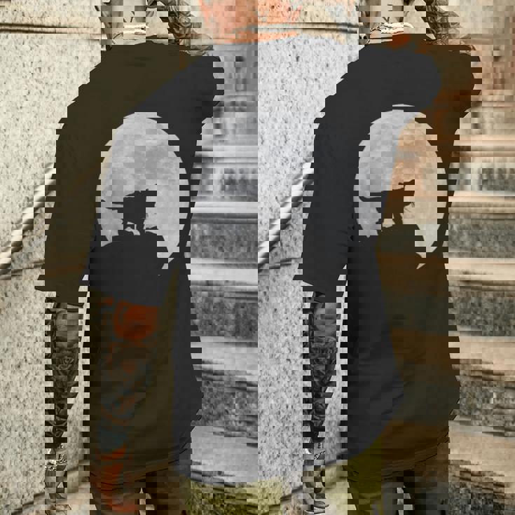 月と猫のシルエット ソマリ猫 メンズTシャツ バックプリント 彼への贈り物