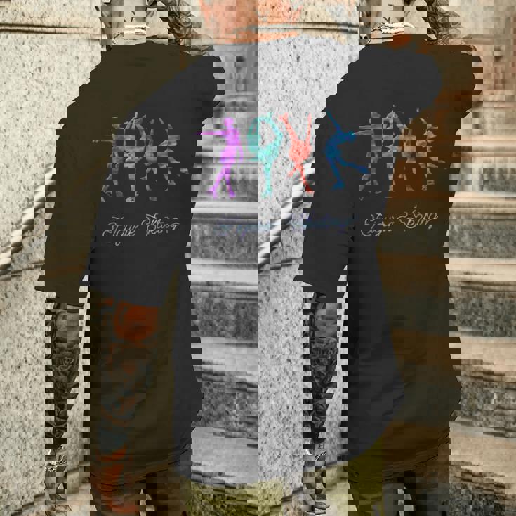 水彩 フィギュアスケート スパイラル レイバック ビールマン メンズTシャツ バックプリント 彼への贈り物