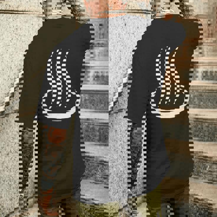 温泉マーク・白 ホワイト（アイラブ 温泉／お風呂 大好き）銭湯 サウナ 記号 お土産 旅行 面白 メンズTシャツ バックプリント 彼への贈り物