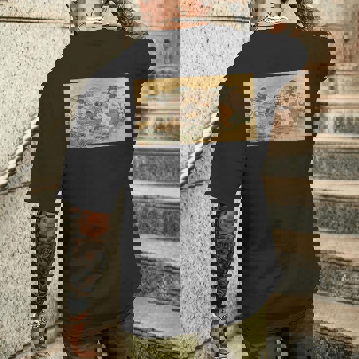 狸 狐 屏風絵 日本画 たぬき きつね メンズTシャツ バックプリント 彼への贈り物