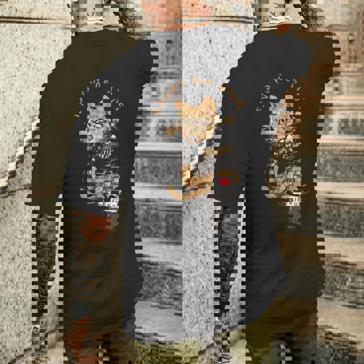 猫 おもしろ バイク オートバイ ねこ ライダース バイカー 面白い ネコ 長袖tシャツ メンズTシャツ バックプリント 彼への贈り物