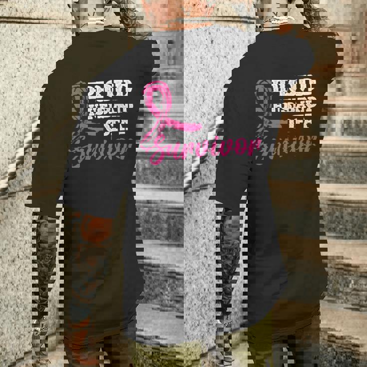 生存者の乳がん啓発の誇り高き夫。 長袖tシャツ メンズTシャツ バックプリント 彼への贈り物