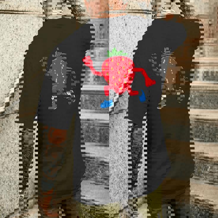 皮肉なイチゴランニングマラソン趣味のランナー メンズTシャツ バックプリント 彼への贈り物