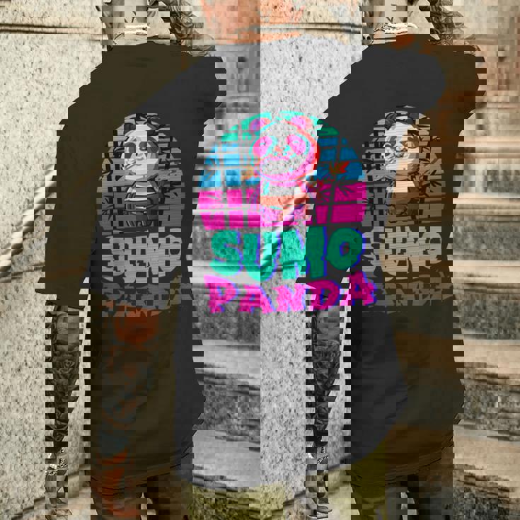 相撲パンダ力士ベーパーウェーブ和風美学 メンズTシャツ バックプリント 彼への贈り物