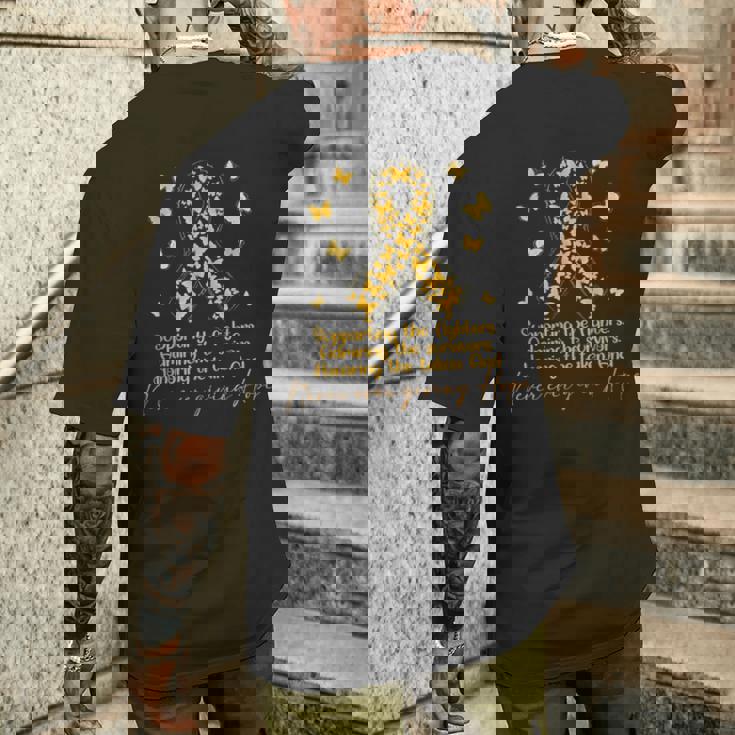 闘士と生存者の小児がん啓発をサポート メンズTシャツ バックプリント 彼への贈り物