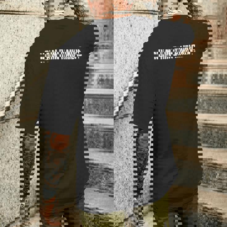 雨なし 虹色 ハワイアンことわざ メンズTシャツ バックプリント 彼への贈り物