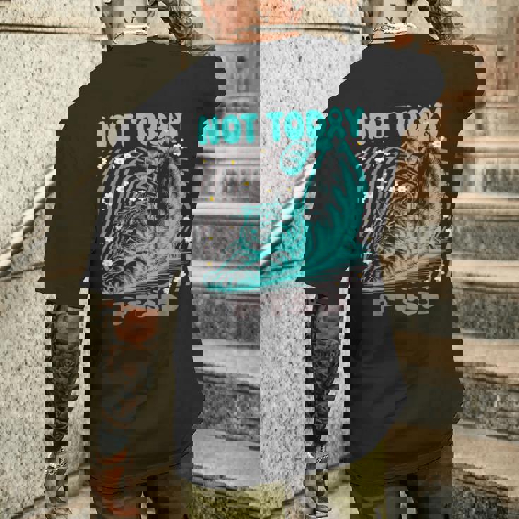 面白いptsd啓発リラックス猫は今日ではありません メンズTシャツ バックプリント 彼への贈り物