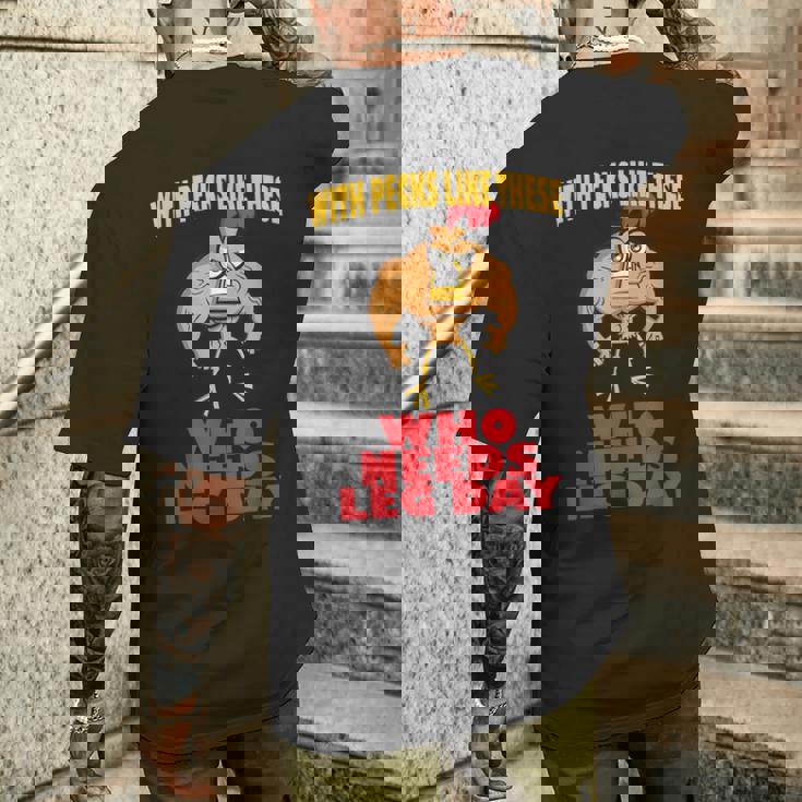 面白いジムフィットネスワークアウトtシャツ チキンレッグ メンズTシャツ バックプリント 彼への贈り物