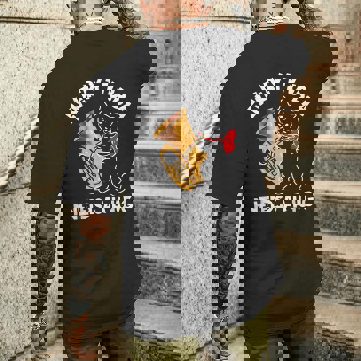 面白いチューバプレーヤー メンズTシャツ バックプリント 彼への贈り物