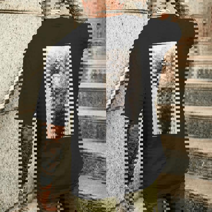 黒と白の天使 クラシックヴィンテージアート メンズTシャツ バックプリント 彼への贈り物