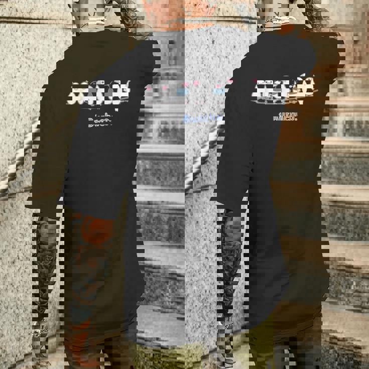 （旧デザイン）シロブンチョウ & サクラブンチョウ さん『なかまたち』白文鳥 桜文鳥【どうぶつフレンズ】動物 メンズTシャツ バックプリント 彼への贈り物