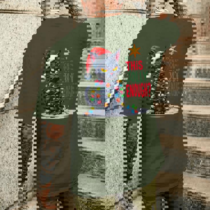 Is This Jolly Enough Christmas Black Cat Men Men's T-shirt Back Print Gifts for Him