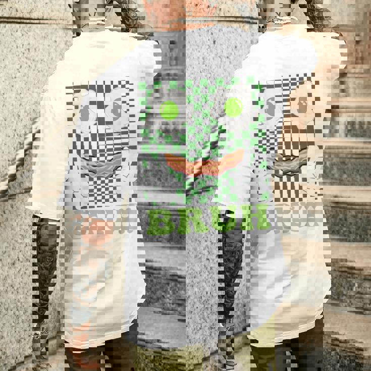 Bruh Green Face Eggs And Bacon Ham 朝食 聖パトリックズ メンズTシャツ バックプリント 彼への贈り物