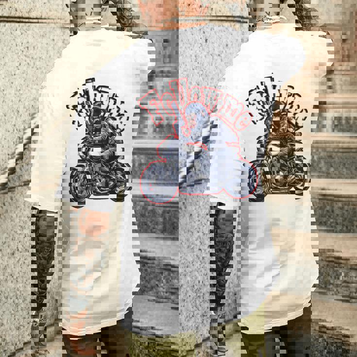 Followmeバイクに乗るゴリラのバックプリントデザイン メンズTシャツ バックプリント 彼への贈り物