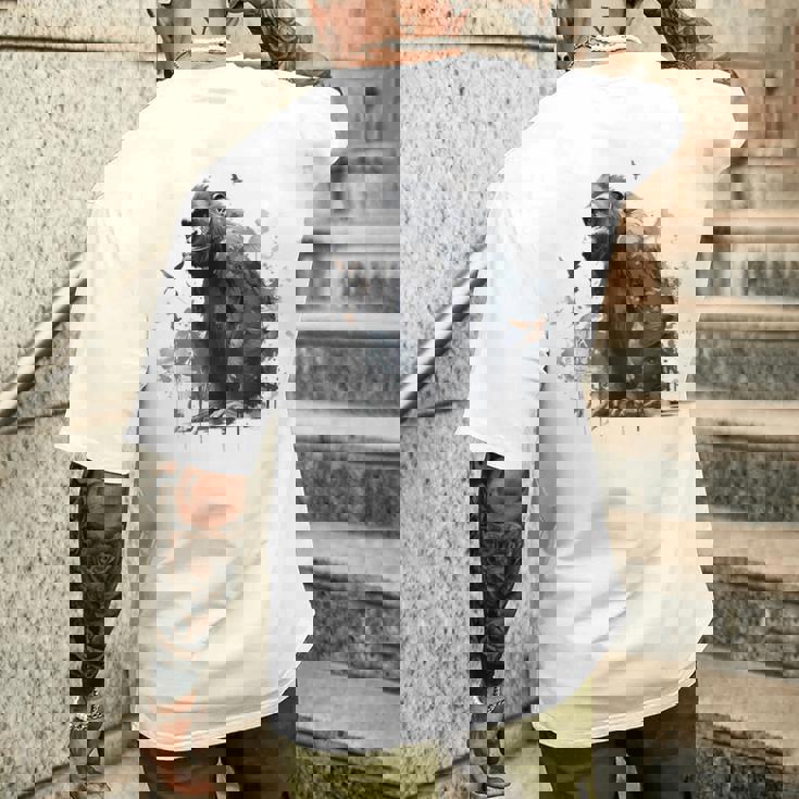 Gorilla Lover アートワーク 鳥 動物 モチーフ ゴリラ メンズTシャツ バックプリント 彼への贈り物