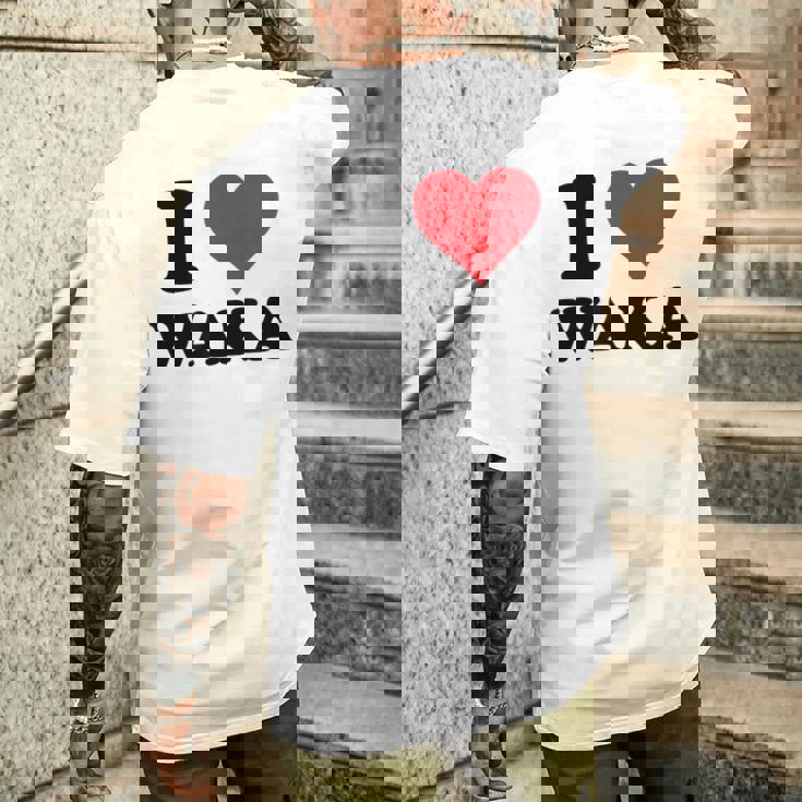 I Heart Waka ファーストネーム I Love パーソナライズ メンズTシャツ バックプリント 彼への贈り物