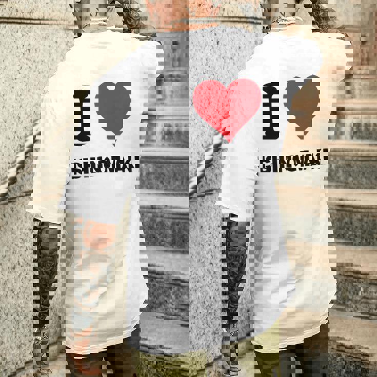 I Heart 石巻ジャパンラブ 日本のお土産品 メンズTシャツ バックプリント 彼への贈り物