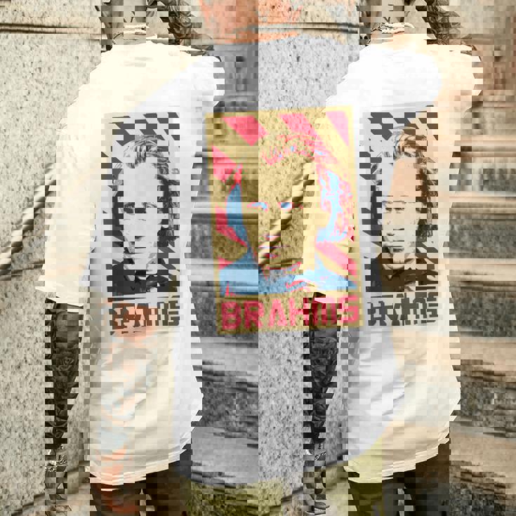 Johannes Brahms クラシック音楽の作曲家 レトロ調 メンズTシャツ バックプリント 彼への贈り物