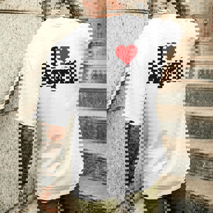 I Love Heart April Nameon A メンズTシャツ バックプリント 彼への贈り物