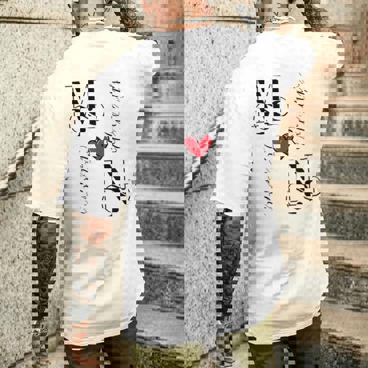 M & N カップル イニシャル 結婚式 記念日 新築祝い メンズTシャツ バックプリント 彼への贈り物