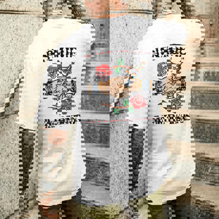 No More Fake Friends 伝統的なタトゥーインク オールドスクール エッジー メンズTシャツ バックプリント 彼への贈り物