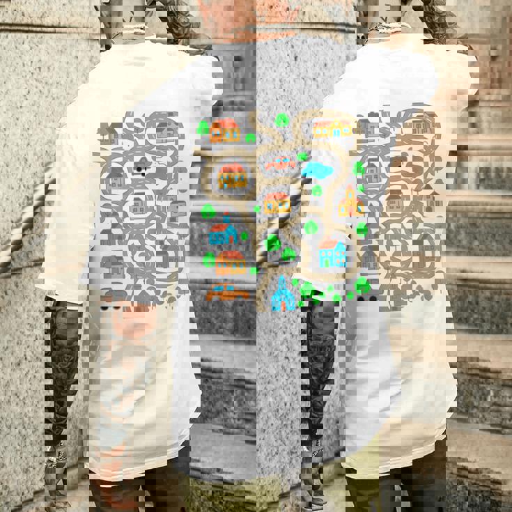 Play Cars On Dad's Back Mat Road Car Race Track Festa Del Papà T-shirt da uomo con stampa posteriore Regalos para él