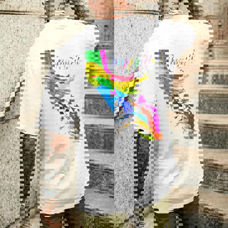 Vibrant And Colorful Holi メンズTシャツ バックプリント 彼への贈り物