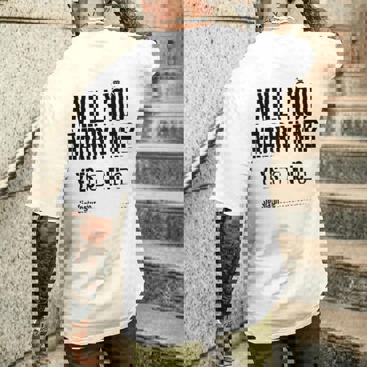 Will You Marry Me Wedding おもしろプロポーズ メンズTシャツ バックプリント 彼への贈り物