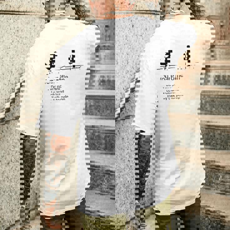 You Are Offline Low Resolution Pixel Dinosaurcreen メンズTシャツ バックプリント 彼への贈り物