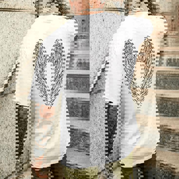 かわいい天使の羽 メンズTシャツ バックプリント 彼への贈り物