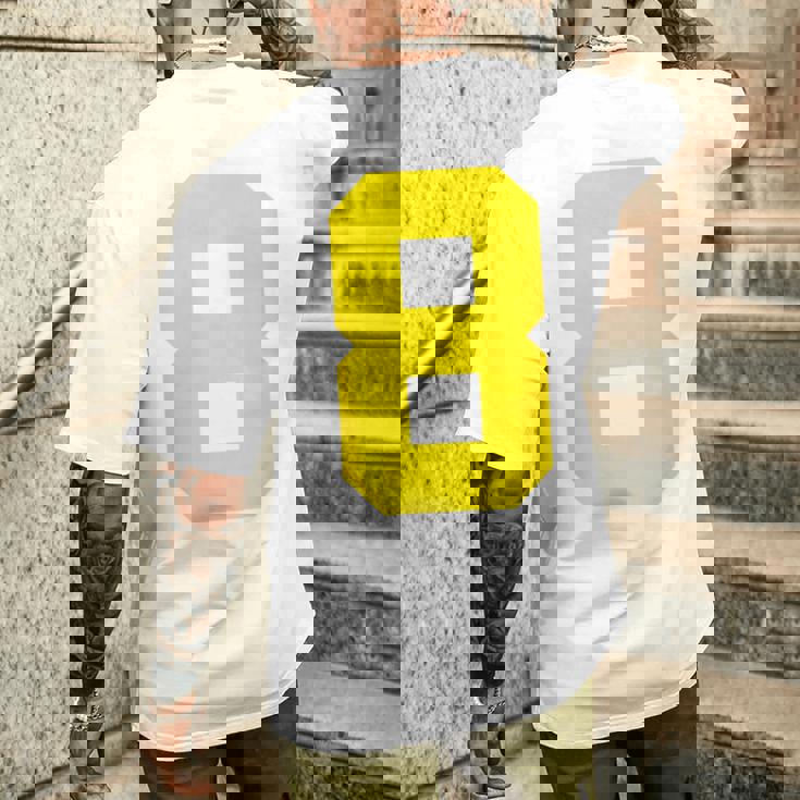 イエローナンバー8 背面 スポーツチームジャージ番号 メンズTシャツ バックプリント 彼への贈り物