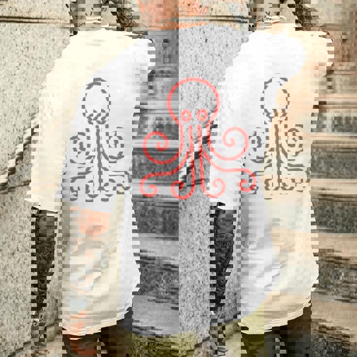 イカ 動物 面白い小さなタコ シンプルなイカ メンズTシャツ バックプリント 彼への贈り物